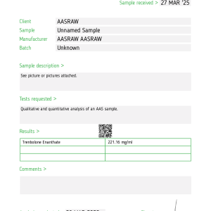 AASraw Trenbolone enanthate Janoshik HPLC shared by customer 20250328.png