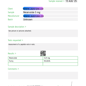 AASraw Retatrutide 5mg Janoshik hplc202508.png