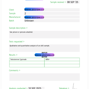 AASraw Testosterone Cypionate Powder Janoshik HPLC 20250908.png
