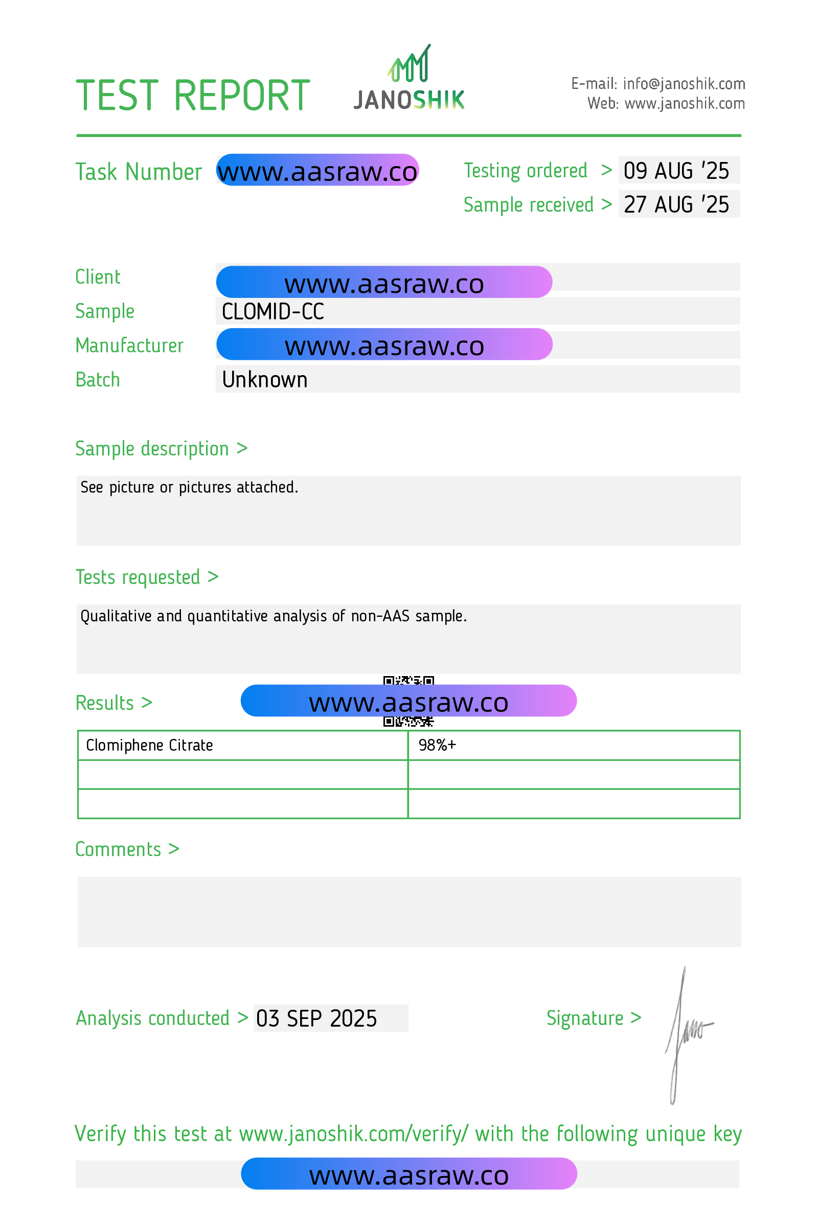 AASraw Clomiphene citrate  Powder Janoshik HPLC 20250827.png.png